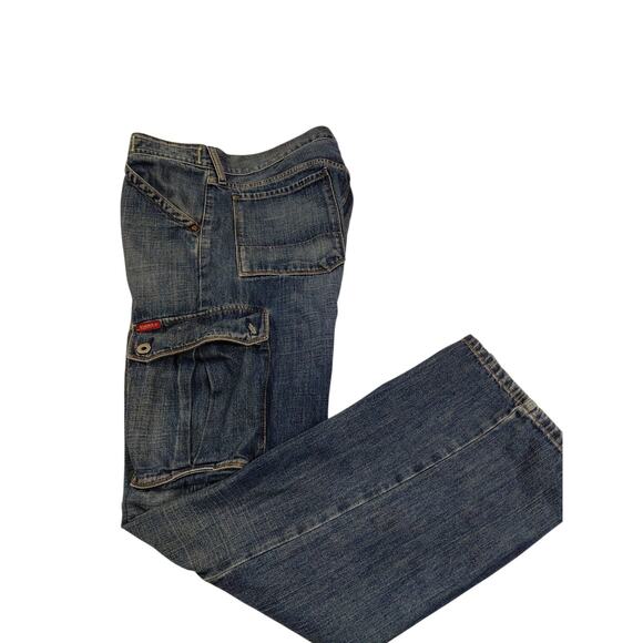 Vintage Guess Button Fly Cargo Jeans Mens ~ 34 /32 Y2K Wide Leg Baggy - Picture 1 of 14